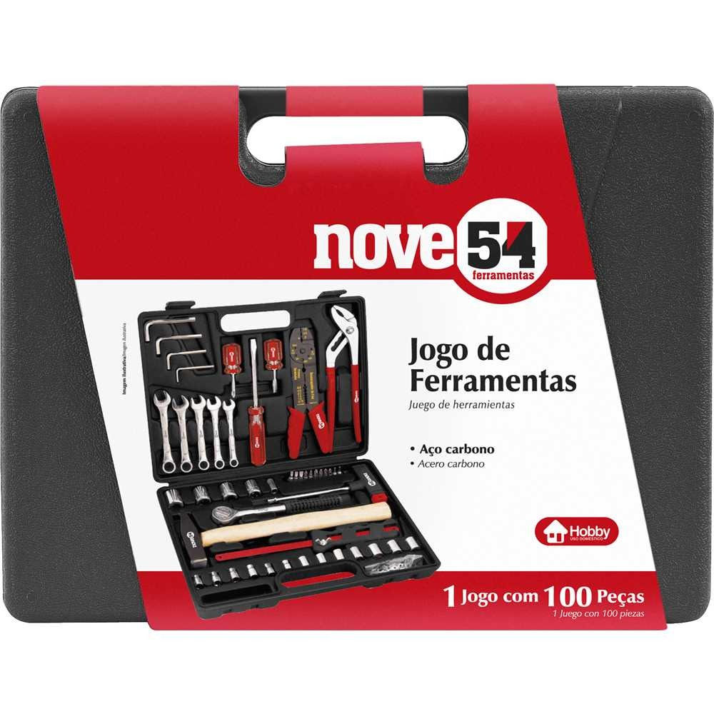 JOGO DE FERRAMENTAS COM 100 PEÇAS KF 100 NOVE54