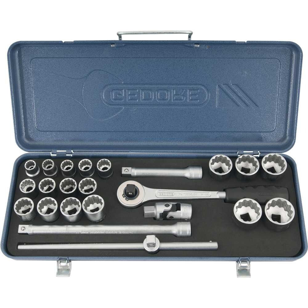 JOGO DE SOQUET ESTRIA UNIT DRIVE E ACESS ENCAIXE 1/2" 12 MM A 32 MM COM 23 PÇS D