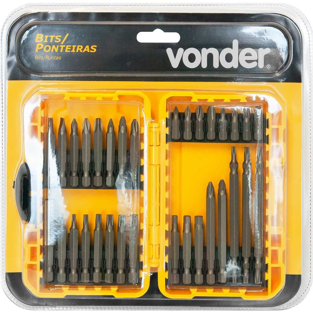 JOGO DE BITS/PONTEIRAS COM 32 PEÇAS ENCAIXE SEXTAVADO DE 1/4" VONDER