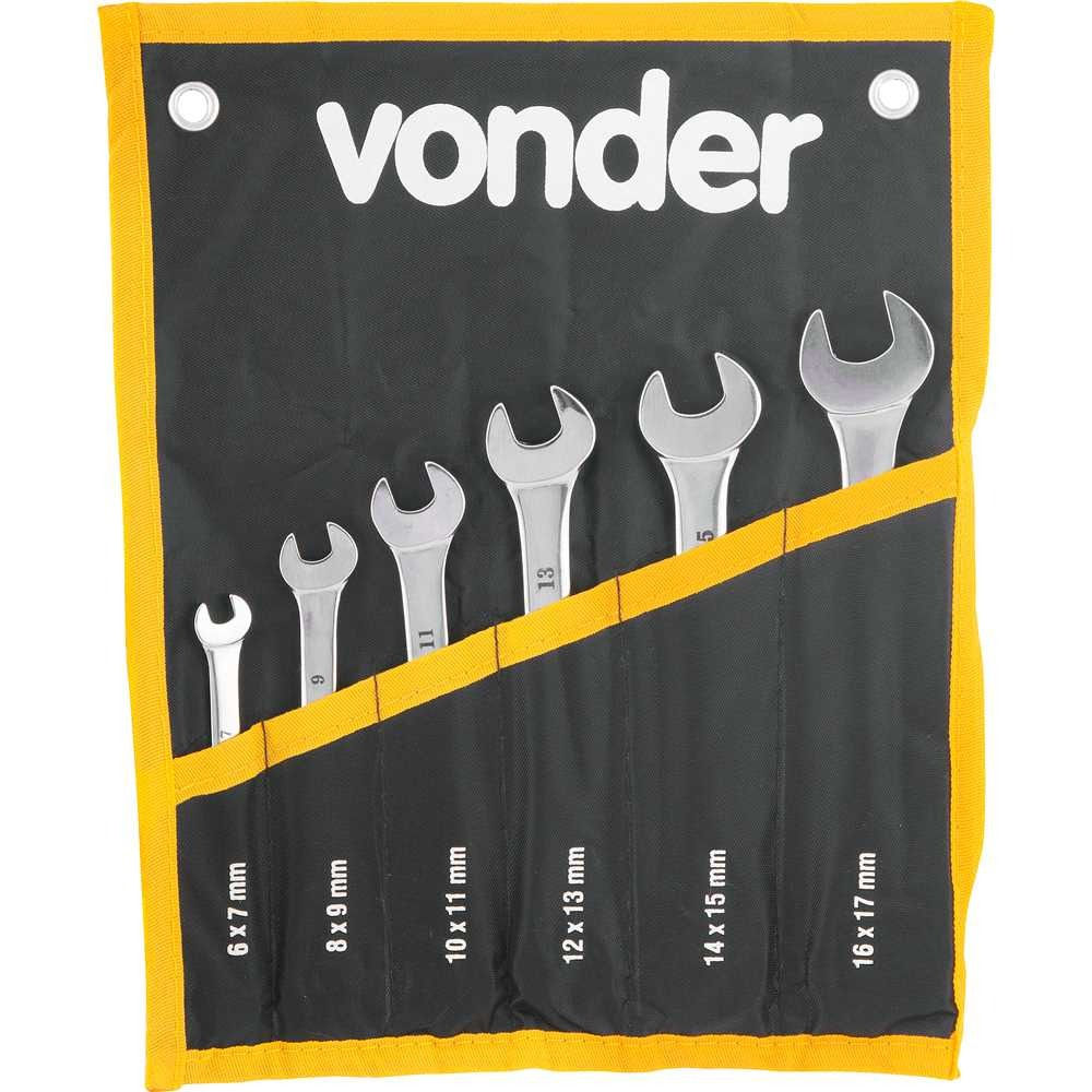 JOGO DE CHAVES FIXAS 6 MM A 17 MM CROMADAS VONDER