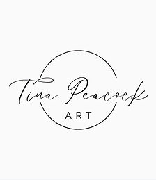 Tina Peacock Art logo showing black text in a white background, encircled