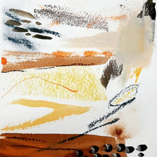 Pebbles on an abstract beach painted by Tina Peacock.