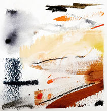 Abstract landscape of a shore or coastline in muted colours by Tina Peacock artist.
