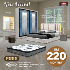 5' Bedroom Set with 5'x6.5' Wardrobe