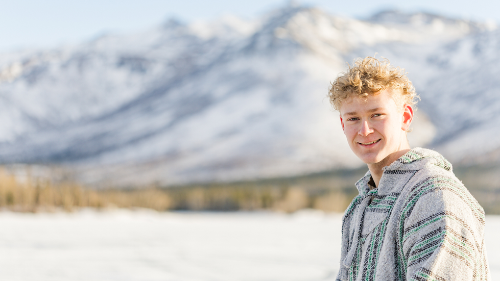 a high schooler for photos at Otto Lake near Healy and Denali National Park Alaska