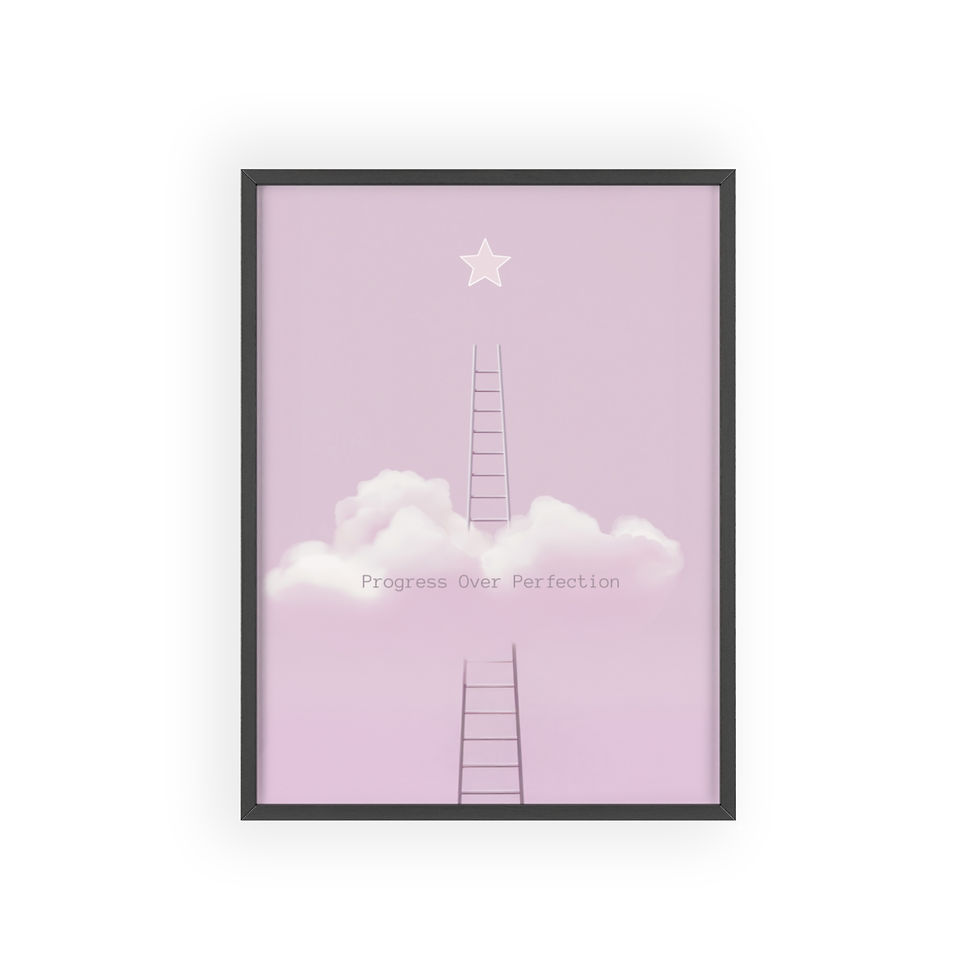 Thumbnail: Progress Over Perfection Posters with Wooden Frame