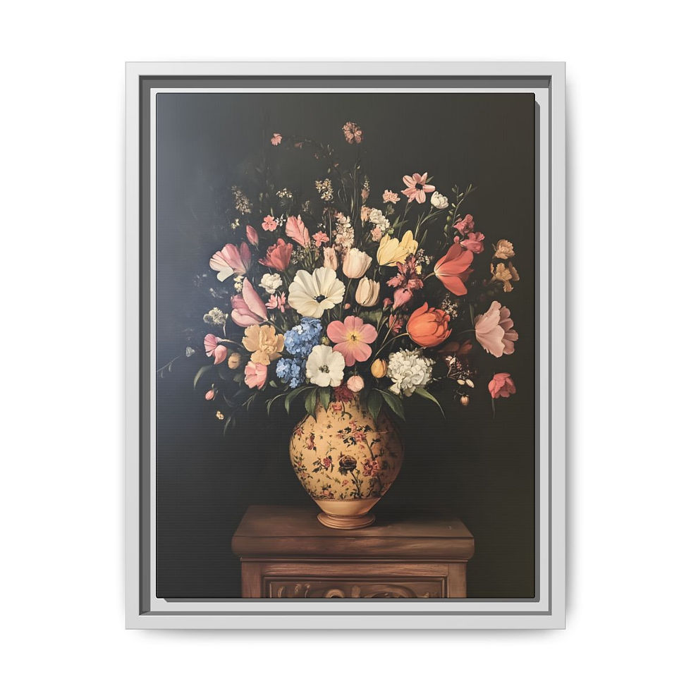 Thumbnail: A large Vase of flower 3 Matte Canvas, Framed (Multi-color)