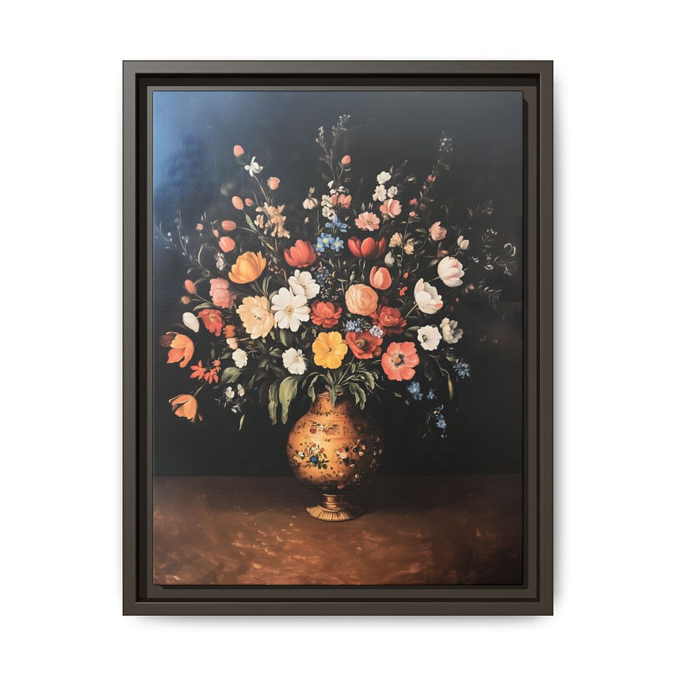 Thumbnail: A large Vase of flower Matte Canvas, Framed (Multi-color)