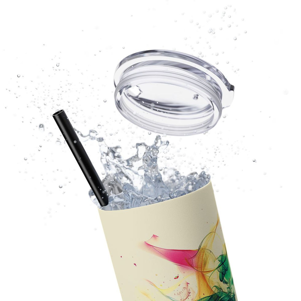 Thumbnail: Colorful Skinny Tumbler with Straw, 20oz