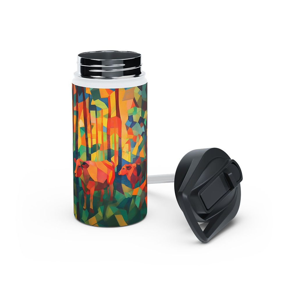 Thumbnail: Cow 2 Stainless Steel Water Bottle, Standard Lid