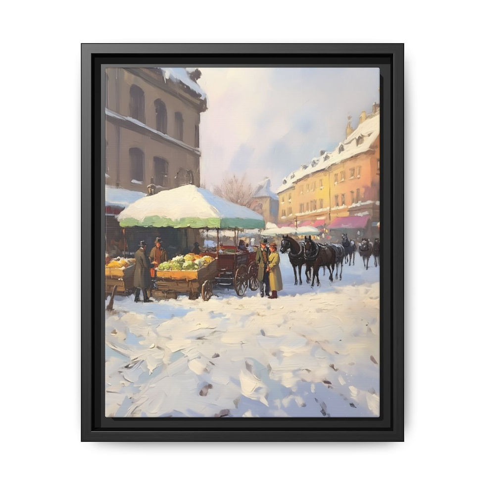Thumbnail: Old timely market Matte Canvas, Framed (Multi-color)