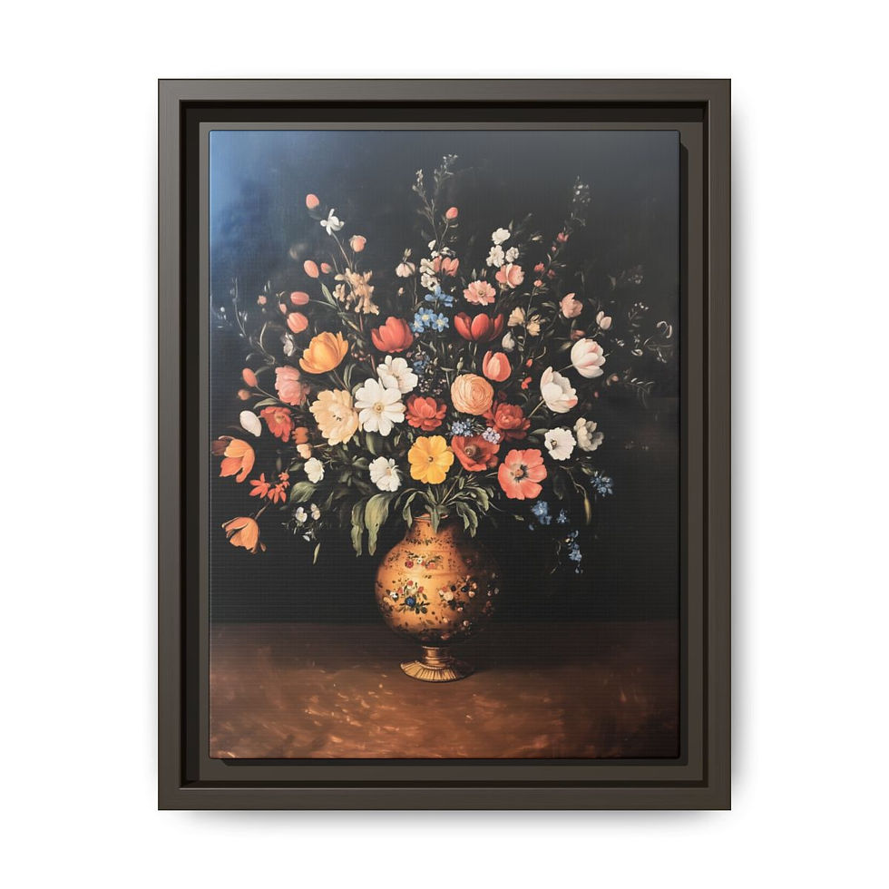 Thumbnail: A large Vase of flower Matte Canvas, Framed (Multi-color)