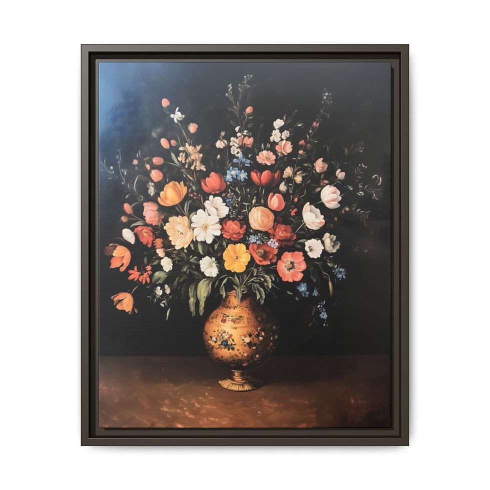 Thumbnail: A large Vase of flower Matte Canvas, Framed (Multi-color)