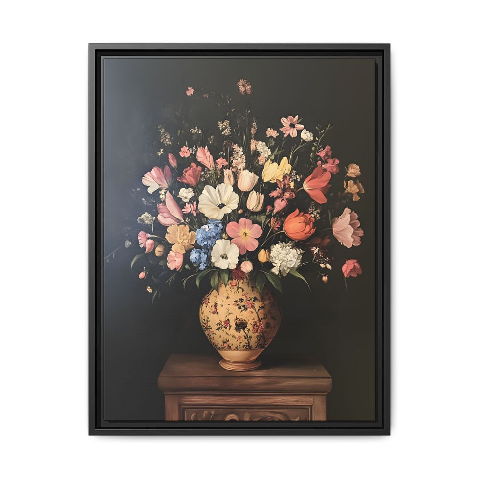 Thumbnail: A large Vase of flower 3 Matte Canvas, Framed (Multi-color)
