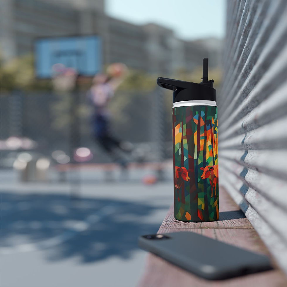 Thumbnail: Cow 2 Stainless Steel Water Bottle, Standard Lid