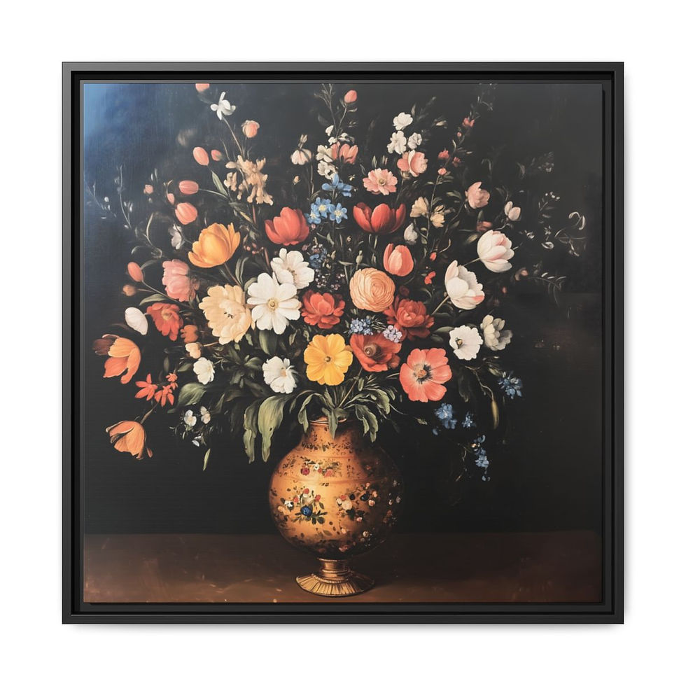 Thumbnail: A large Vase of flower Matte Canvas, Framed (Multi-color)