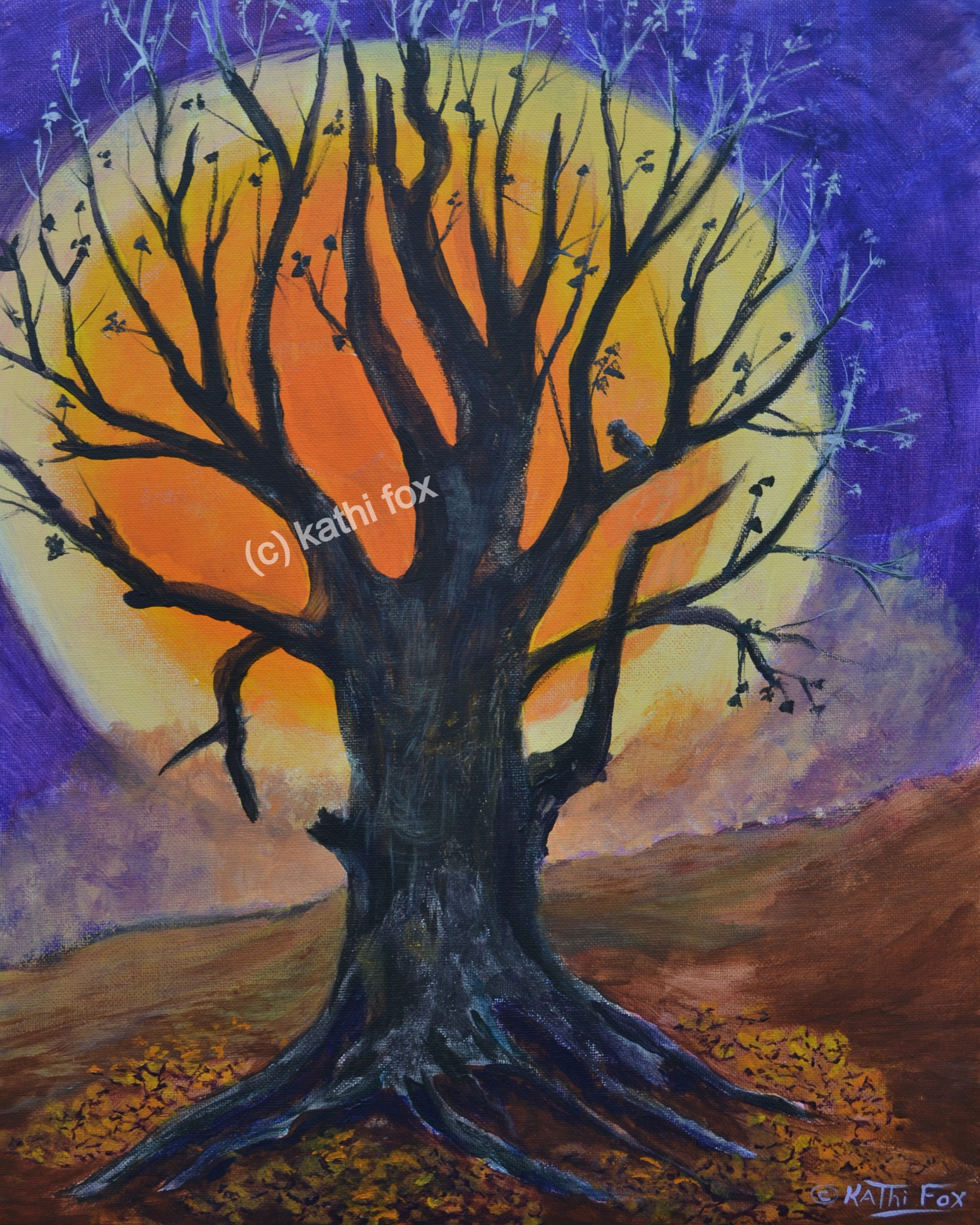 "Harvest Moon and Tree"