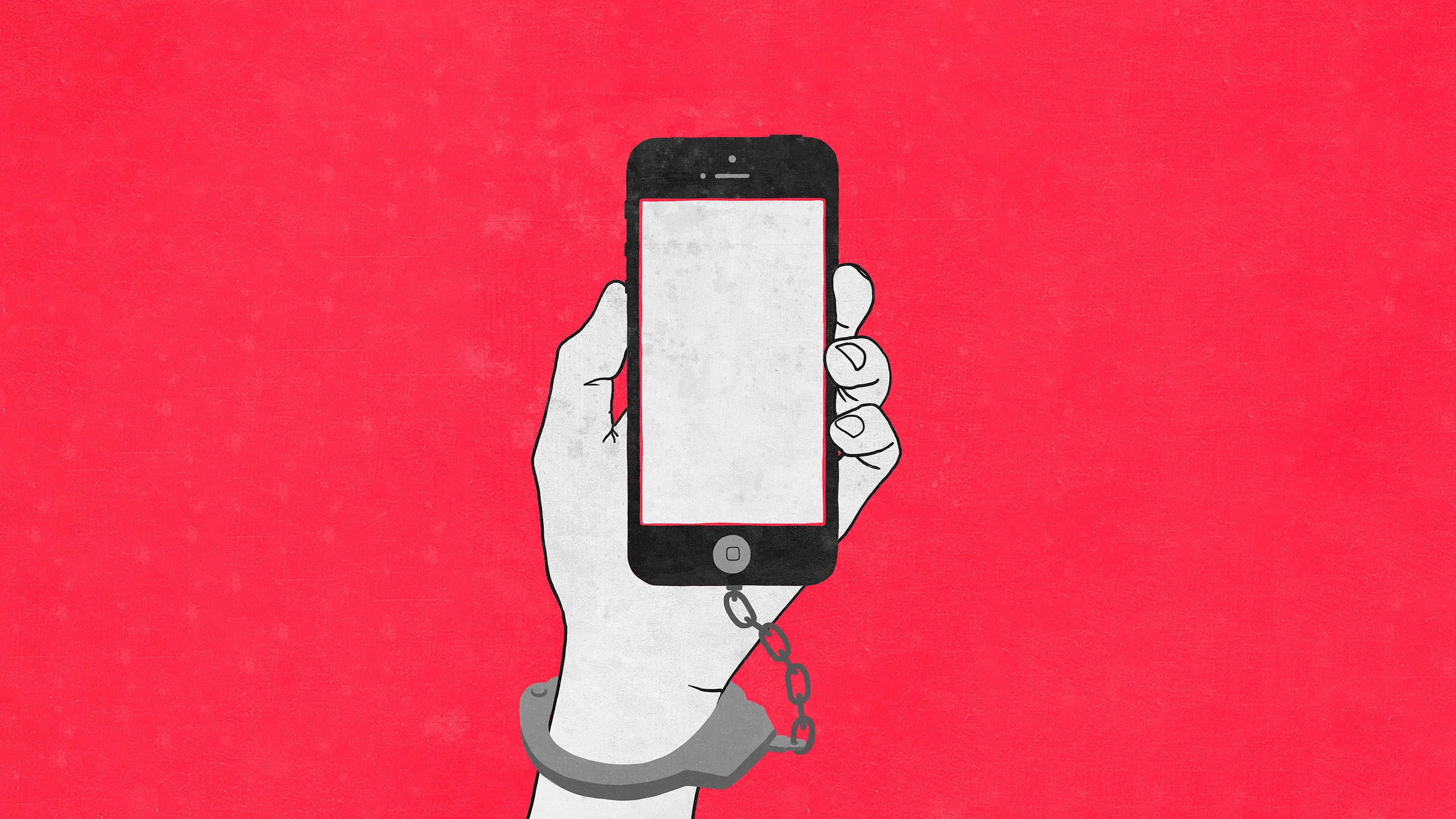 Handcuffed hand holding a mobile phone from Edutopia's article "How to Help Students Resist Their Phones and Develop Better Digital Habits."