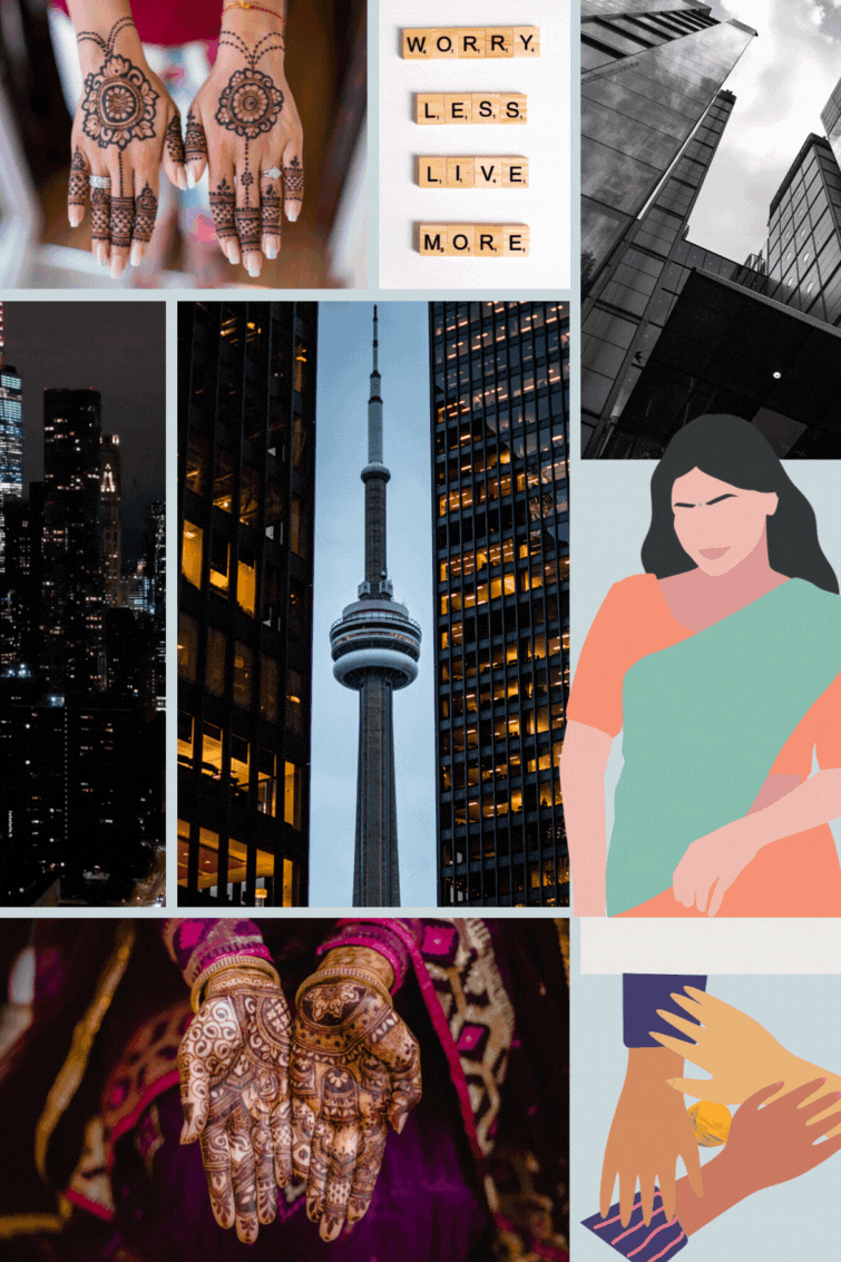 Blue Orange Terracotta Brand Mood Board Portrait Photo Collage.gif