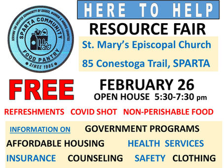 Resource Fair Organized by the Sparta Community Food Pantry