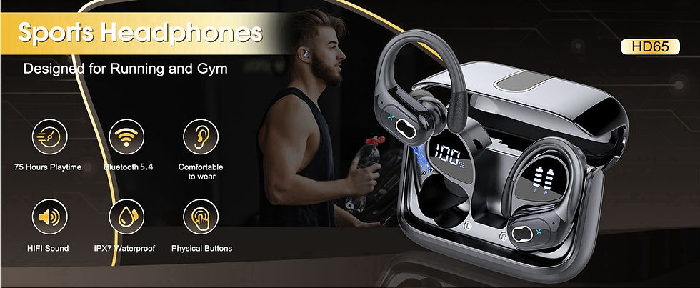 Thumbnail: TWS Sports Earbuds Bluetooth 5.4 HIFI Bass Wireless Headphones LED Touch Hands-f