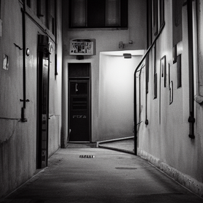a thread of quiet words, city fragments and black steps