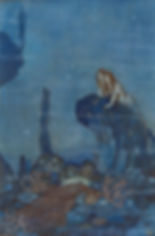 This image, by illustrator Edmund Dulac, depicts Ariel from "The Little Mermaid." Dulac is best known as an illustrator of gift books and children's books. His favorite medium was watercolor. From 1890 to 1920, British book illustration was preeminent and Dulac's career flourished.