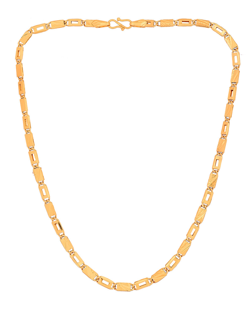 Thumbnail: Gold Toned Rectangular Designed Biscuit Chain For Men
