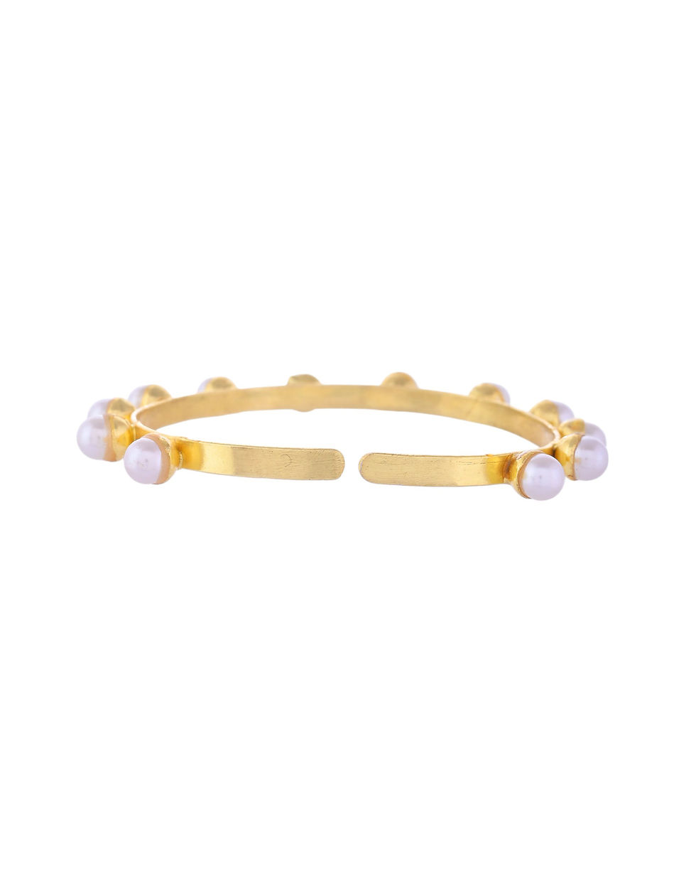 Thumbnail: Gold Plated Pearl Studded Kada Barcelet