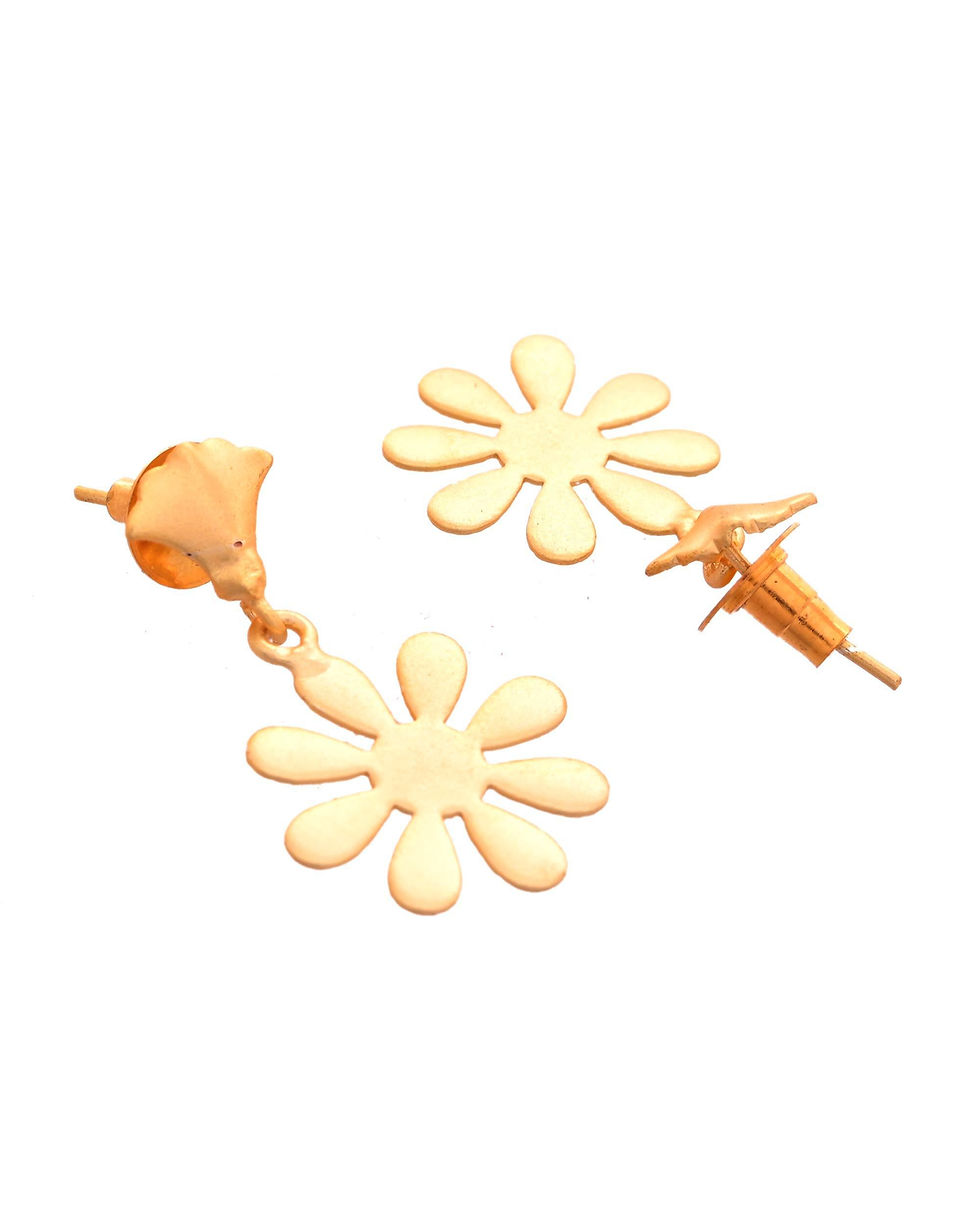 Thumbnail: 18K Gold Plated Anti Tarnish Flower Shaped Drop Earrings