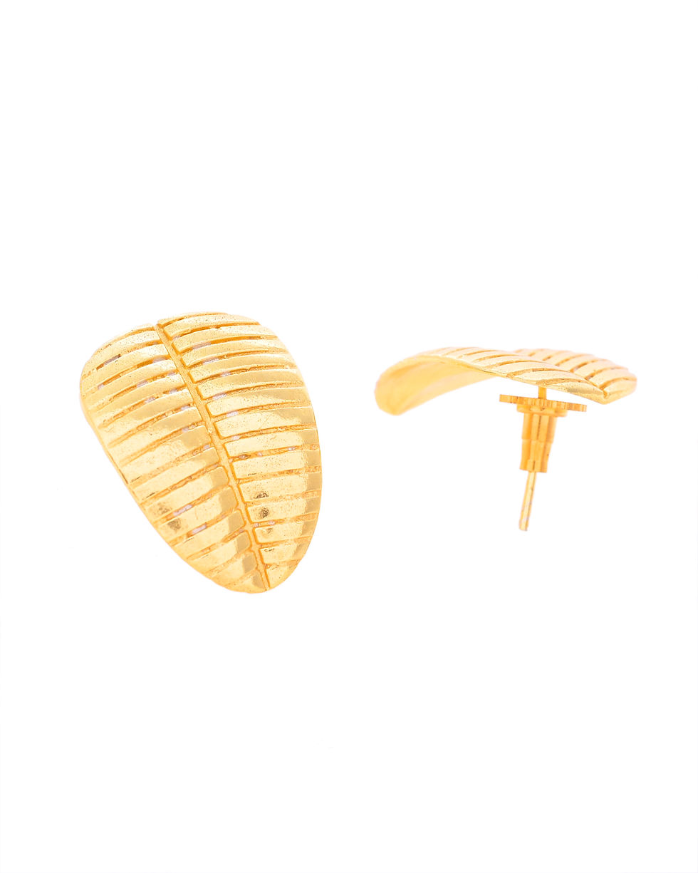 Thumbnail: Gold-Plated Anti Tarnish Leaf Shape Earrings