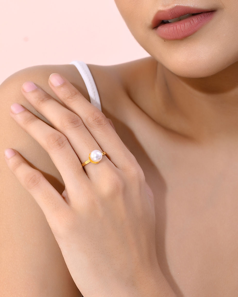 Thumbnail: Gold Plated One Pearl Ring