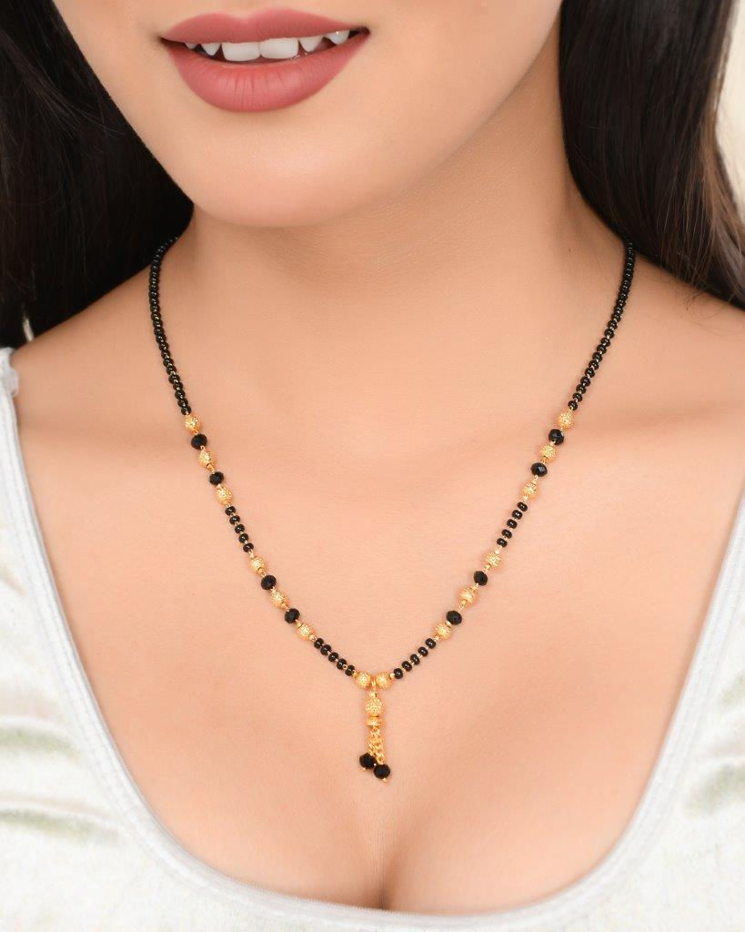 Thumbnail: Gold Plated Round Design Beaded Chain Mangalsutra