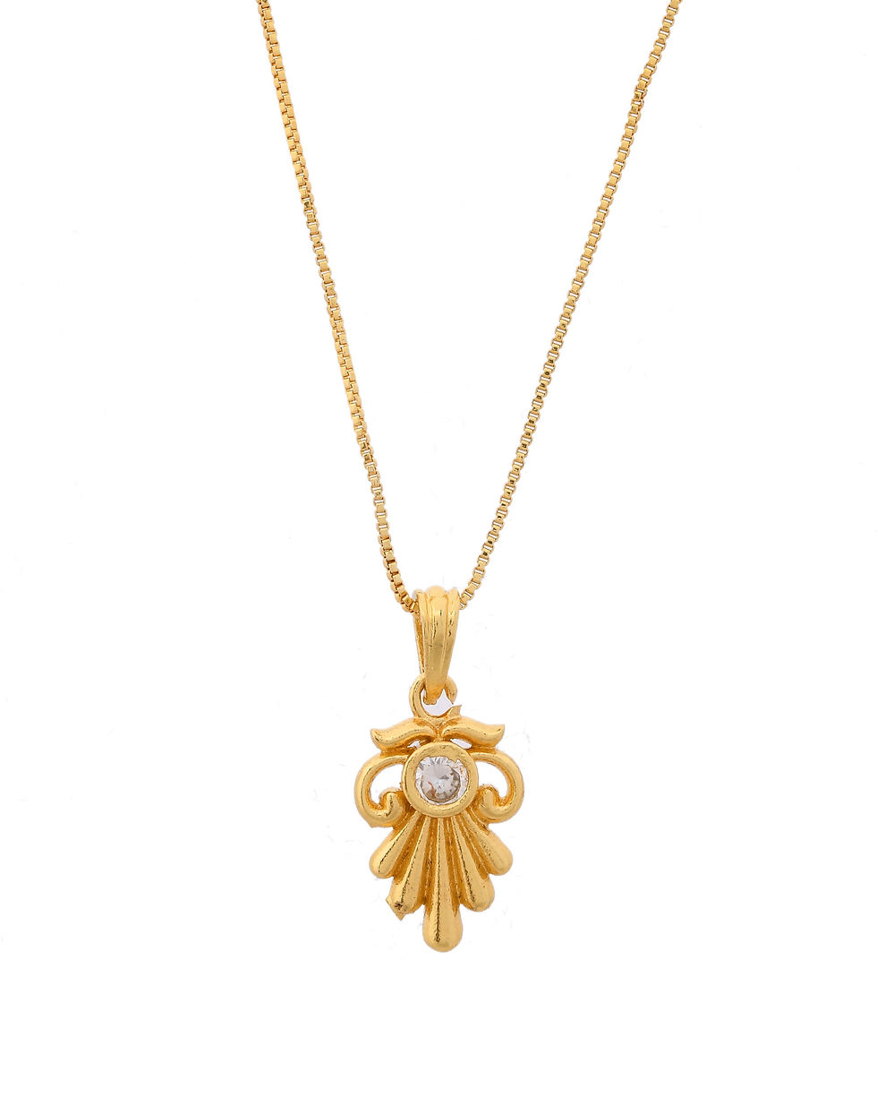 Thumbnail: Gold Plated Designer AD Studded Pandent With Chain