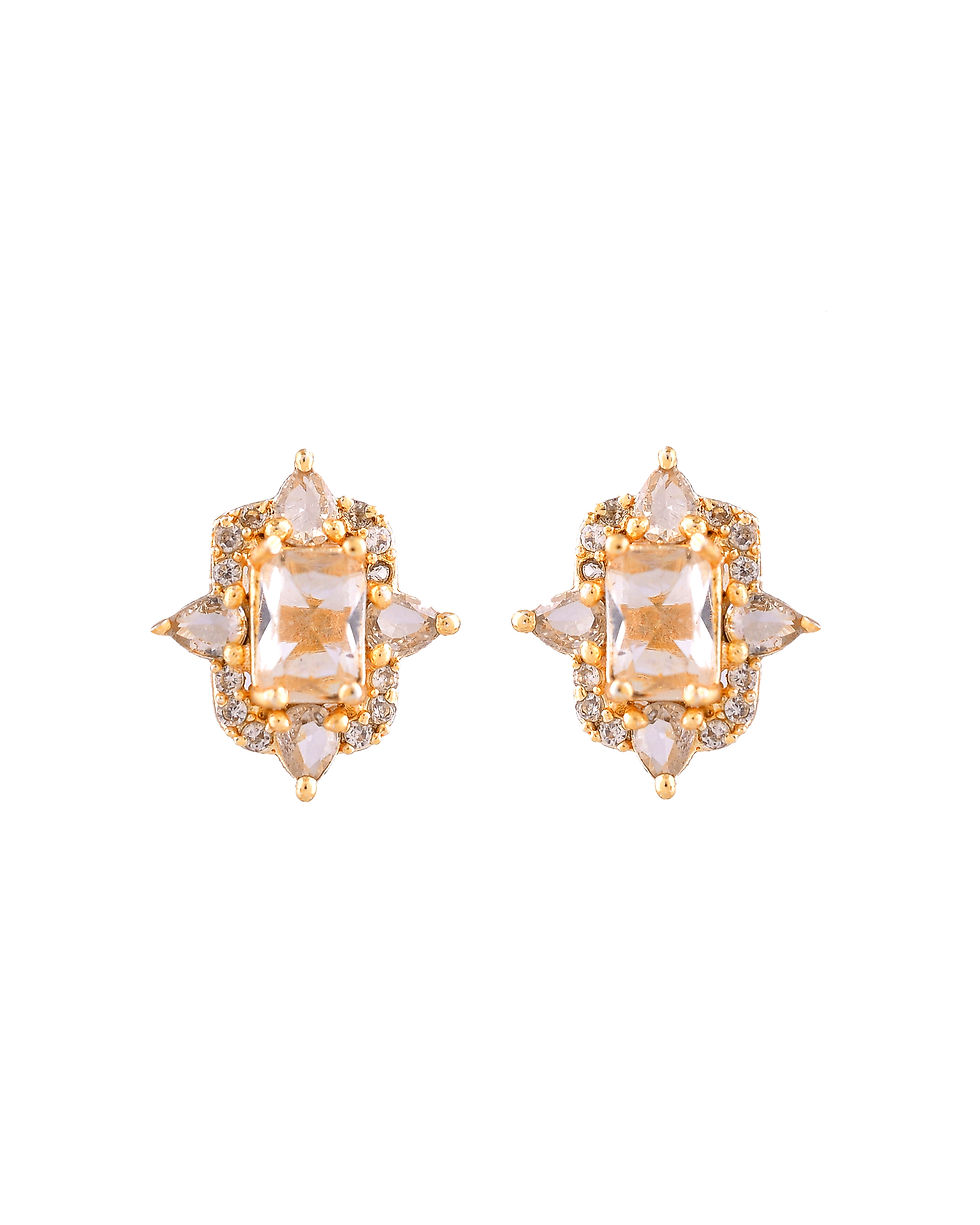 Thumbnail: Gold Toned Rectangular Shaped AD Chain Set