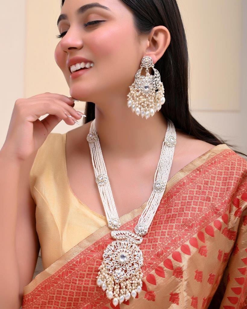 Thumbnail: Gold Plated Wedding Pearl Jewellery Set