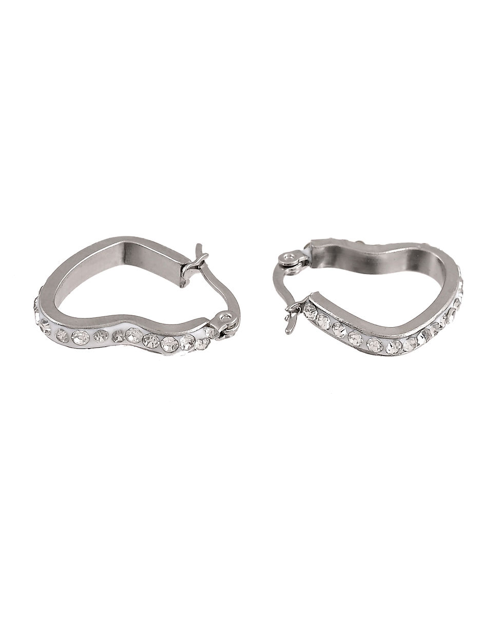 Thumbnail: Silver Plated Heart Shaped Hoop Earrings
