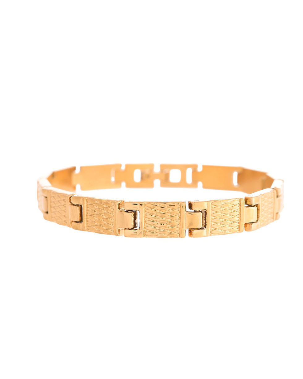 Thumbnail: Men Gold-Toned Stainless Steel Linked Designer Chain Bracelet