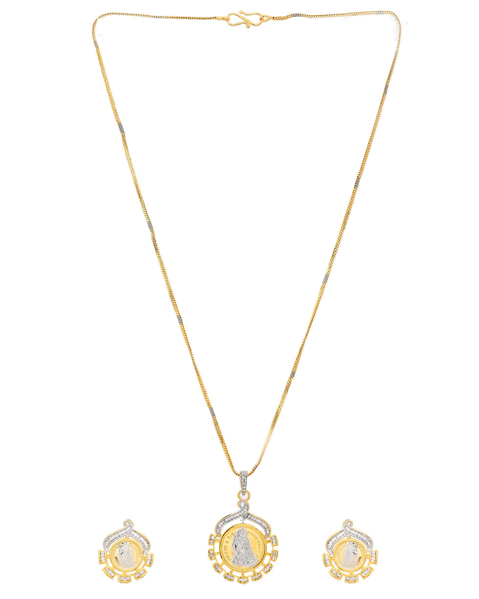 Thumbnail: DUAL Toned AD-Studded Designer Chain Set