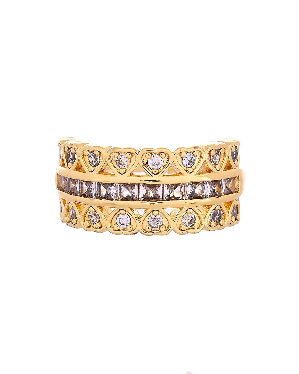 Thumbnail: Gold Plated AD Stone Studded Heart Designed Adjustable Ring