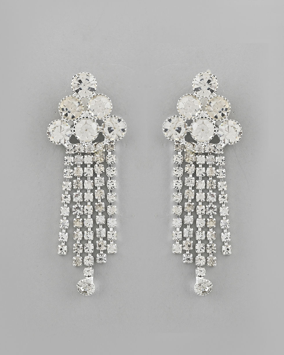 Thumbnail: Silver Plated Stone Studded Multi Layer Jewellery Set