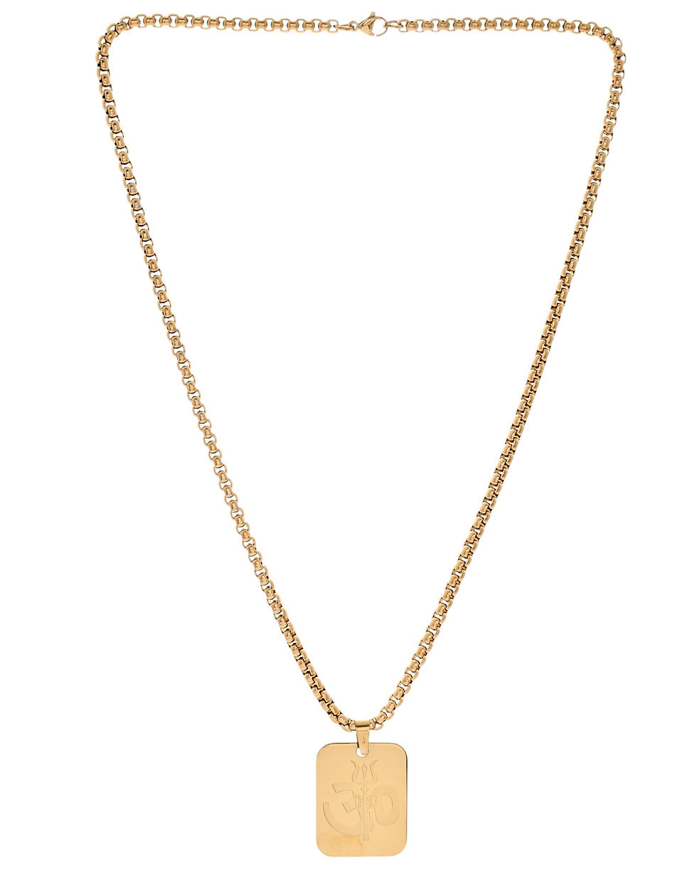 Thumbnail: Gold Toned Men Chain With OM Pandent