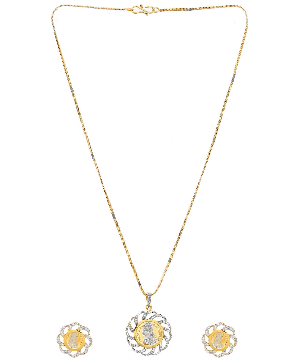 Thumbnail: DUAL Toned AD-Studded Coin Chain Set