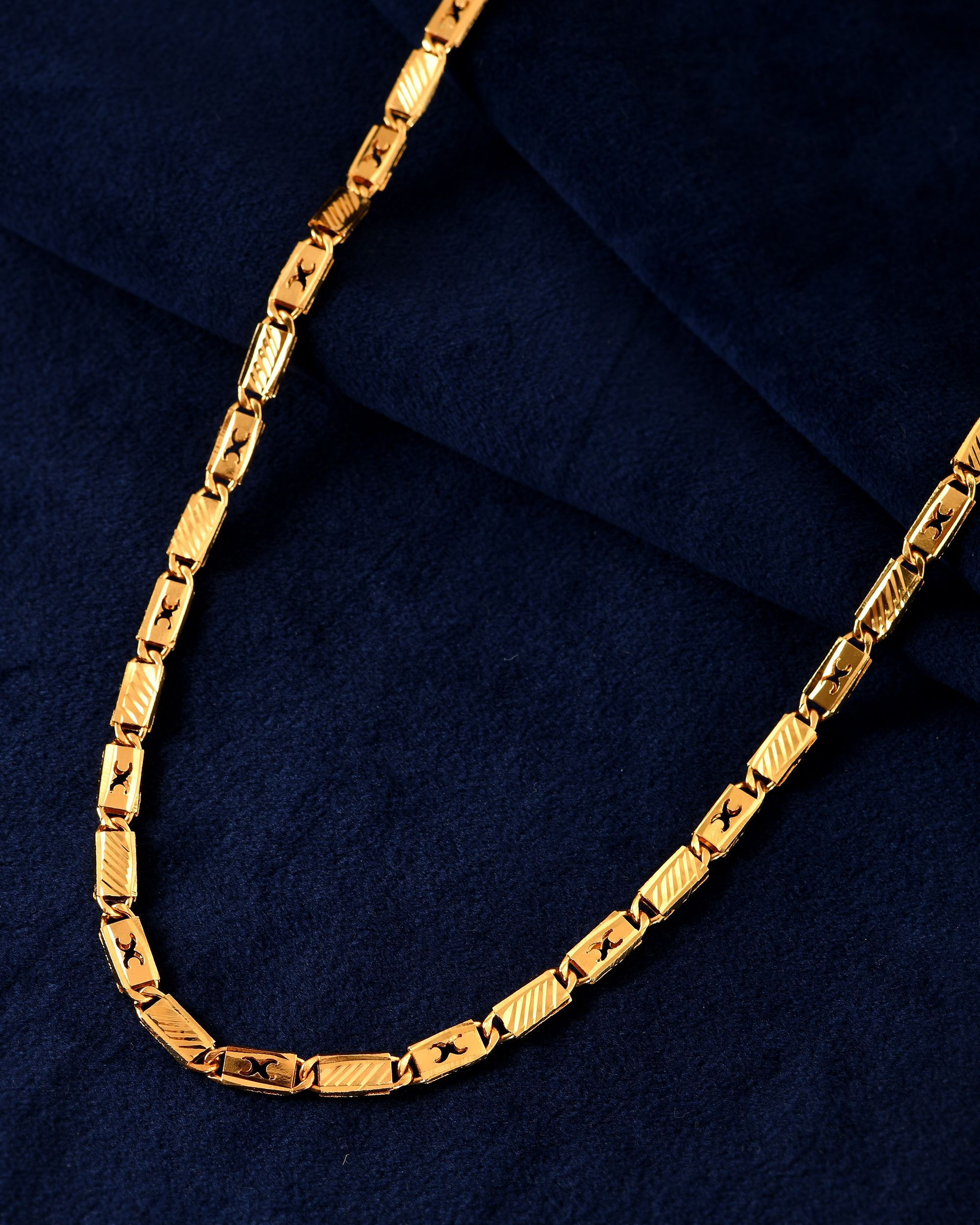Gold Plated X Designed Biscuit Chain For Men