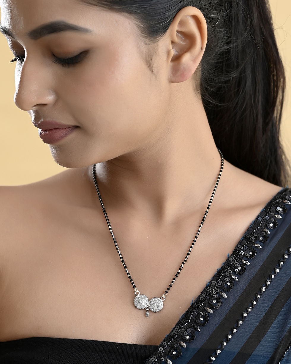 Thumbnail: Silver Plated Stone Studded Elegent Mangalsutra