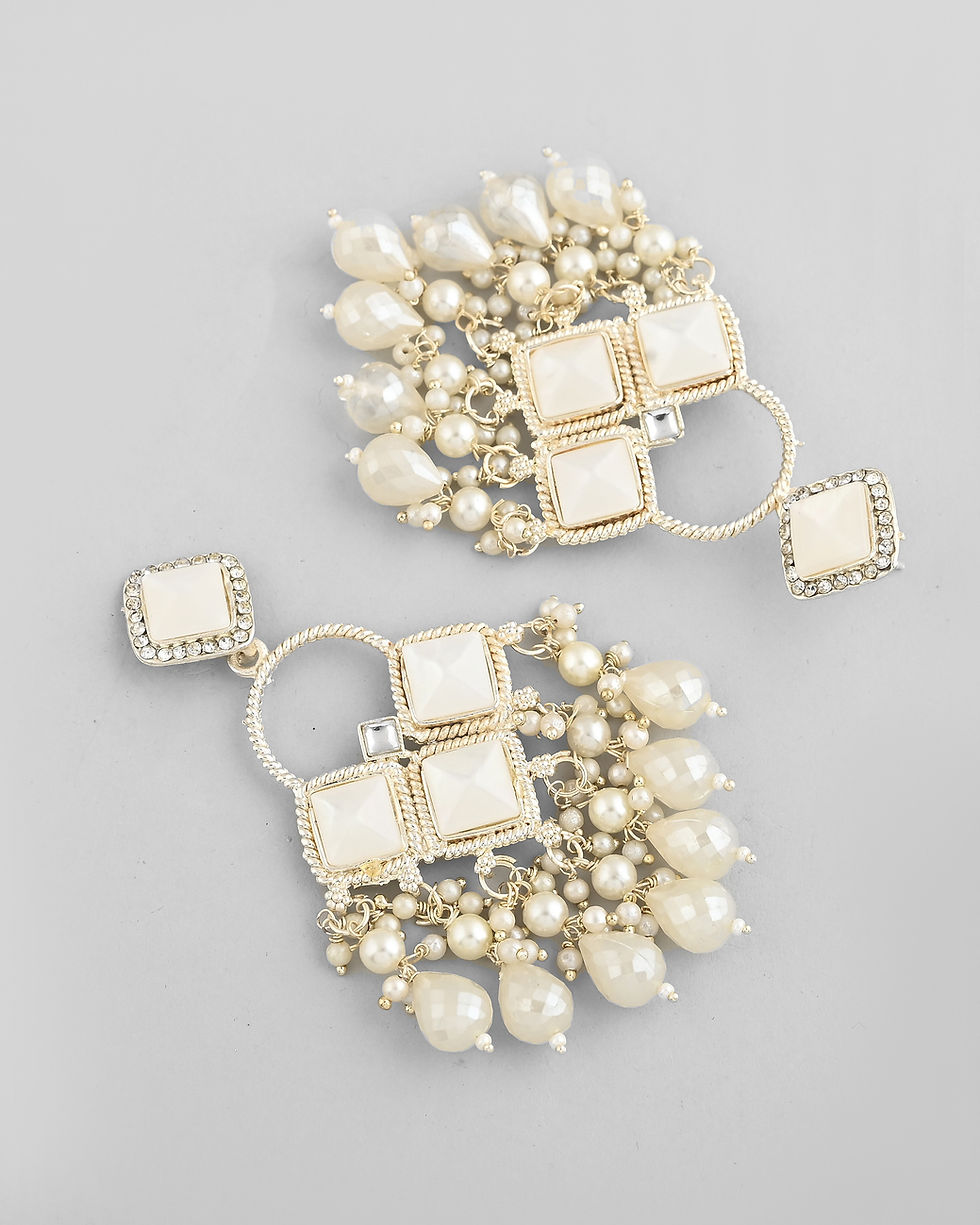 Thumbnail: Gold Plated geometrical Shaped Classic Drop Earrings