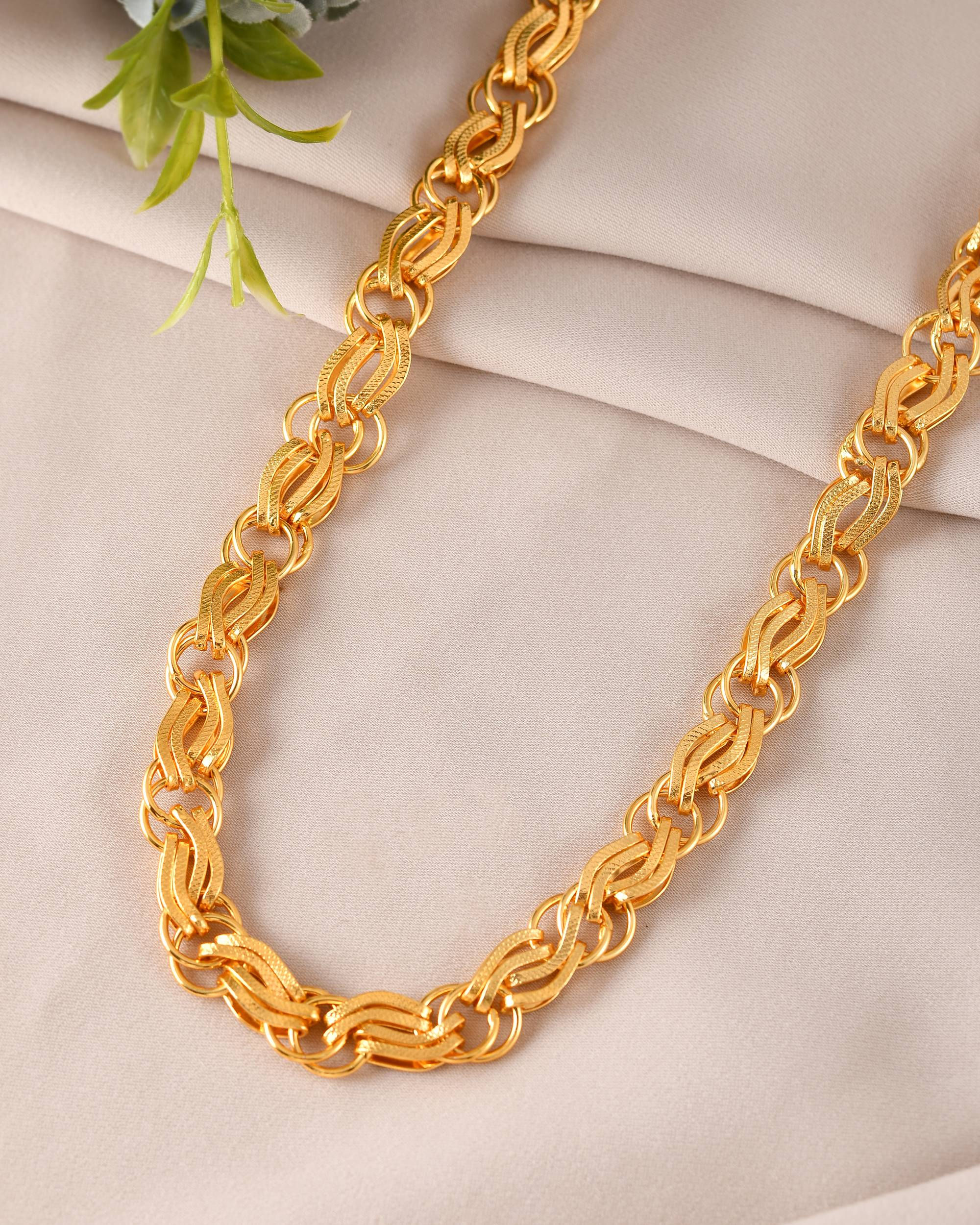 Gold Toned Stylish Stainless Steel Chain For Men