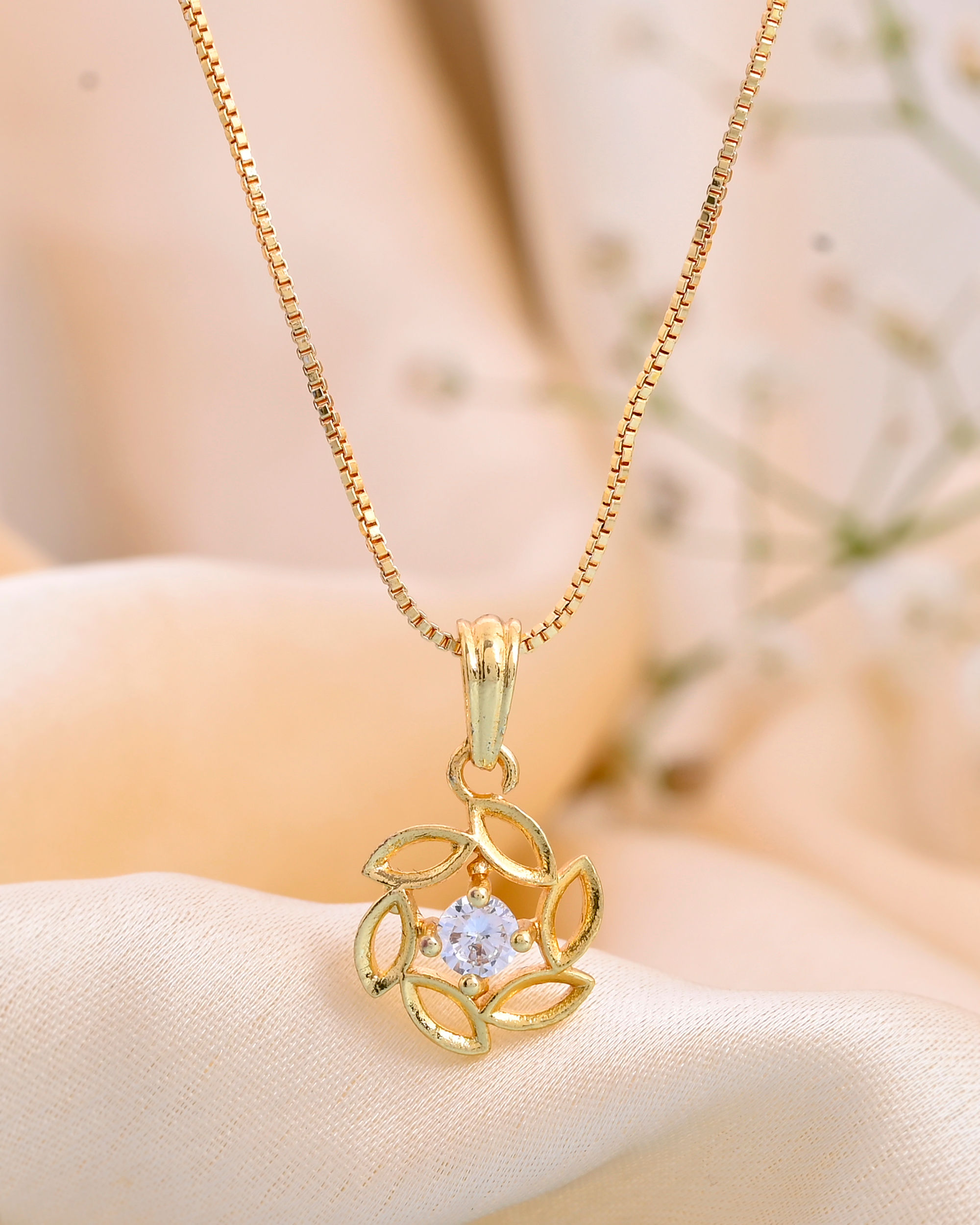 Gold Plated Designer AD Studded Pandent With Chain