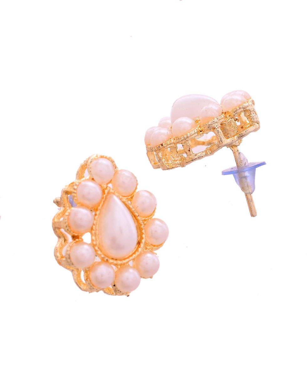 Thumbnail: Gold Plated Artifical Pearl Mutli Layer Necklace And Earrings Set