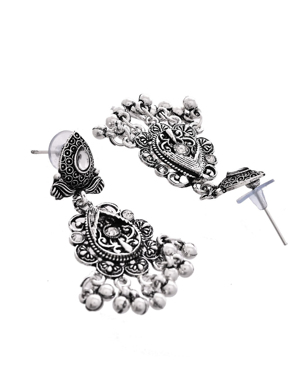 Thumbnail: Oxidized Silver-Plated Artificial Beaded Long Jewellery Set